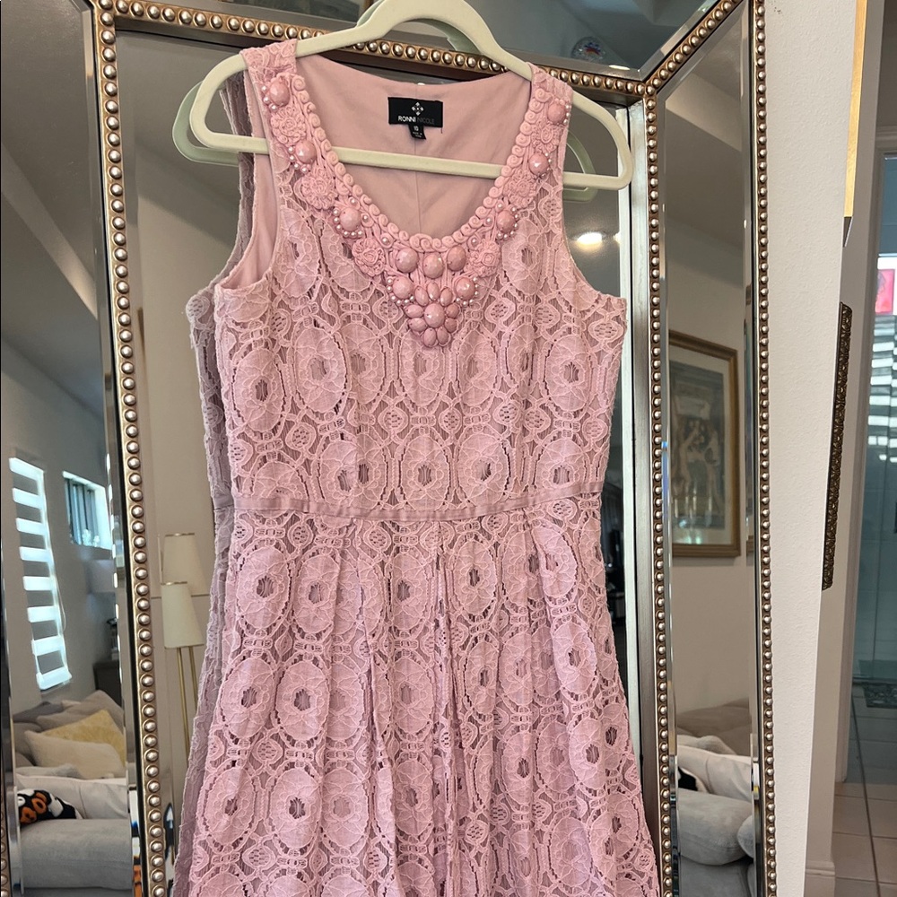 Ronni Nicole Blush Lace Mini Dress - Picture 2 of 6